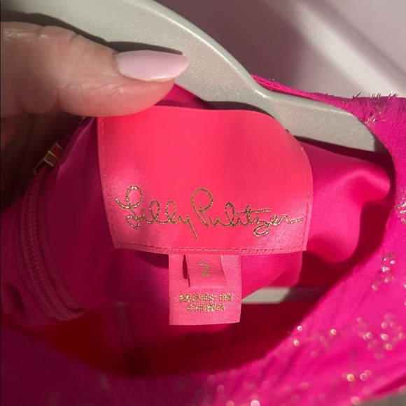 Lilly Pulitzer Bright Pink Dress with Gold Accents - Picture 3 of 4